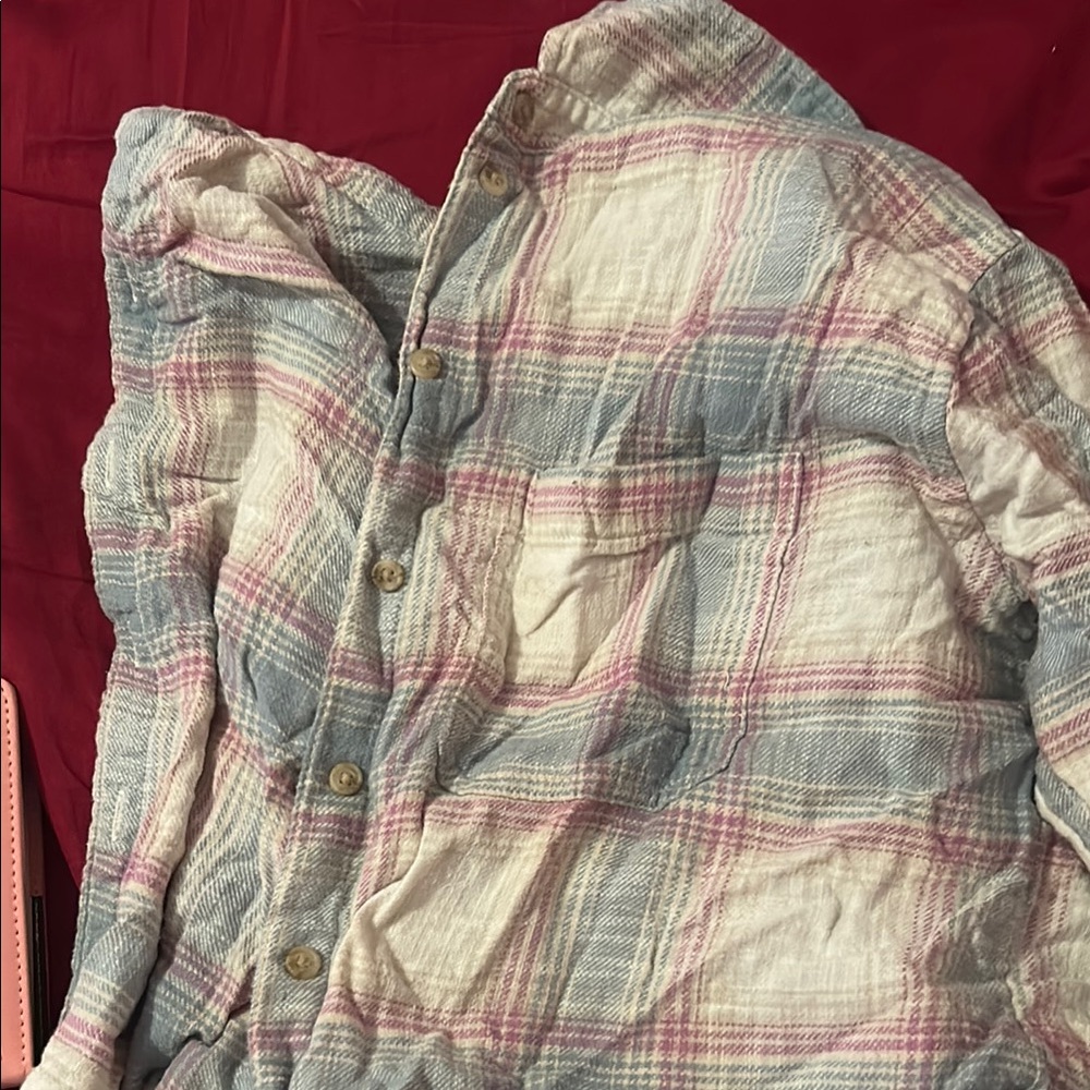 Plaid Button-Up Shirt in Pastel Colors